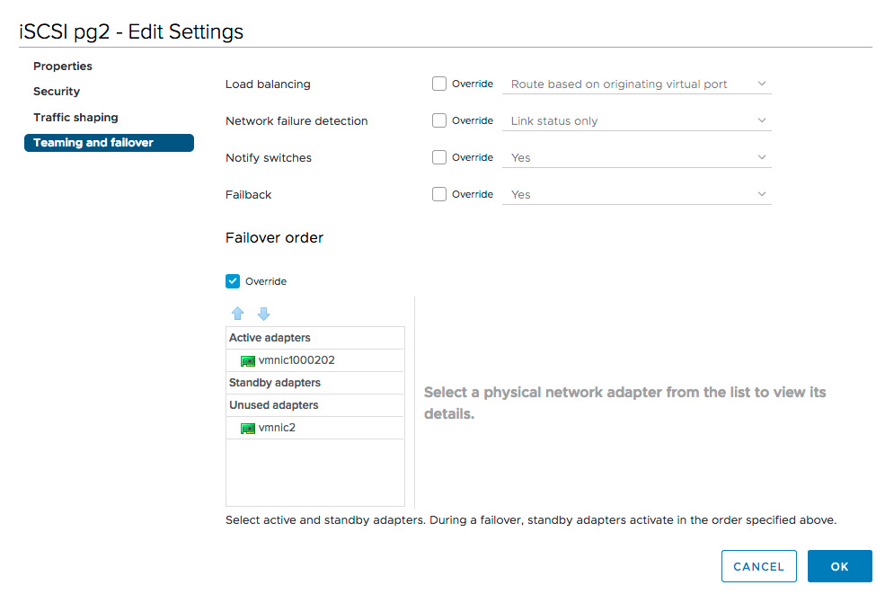 VMware screenshot showing unusued adapters