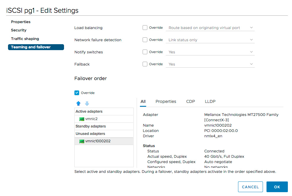 VMware screenshot showing unused adapters